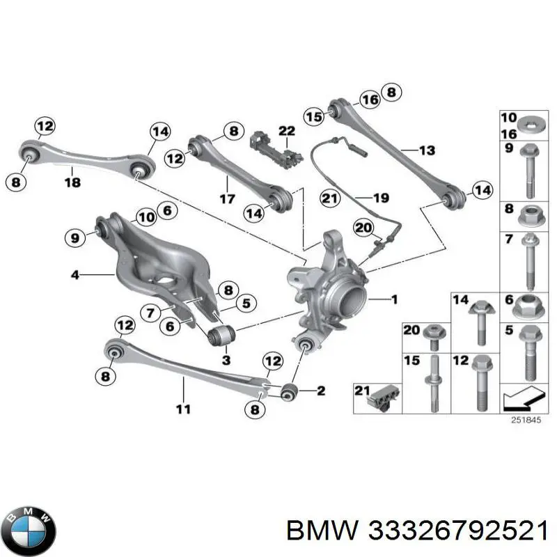 33326792521 BMW Pino moente (extremidade do eixo) traseiro esquerdo