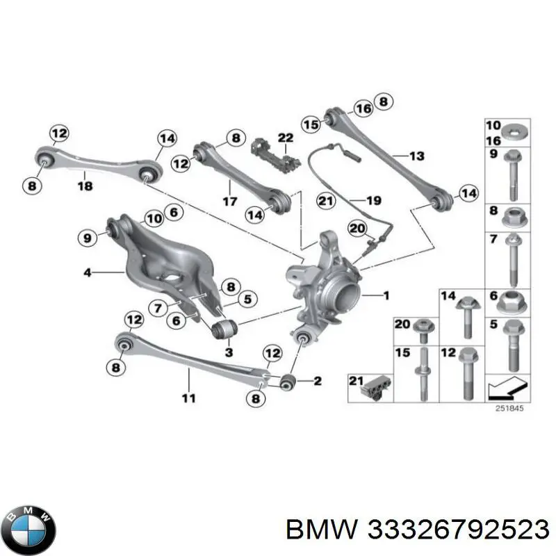 33326792523 BMW Pino moente (extremidade do eixo) traseiro esquerdo
