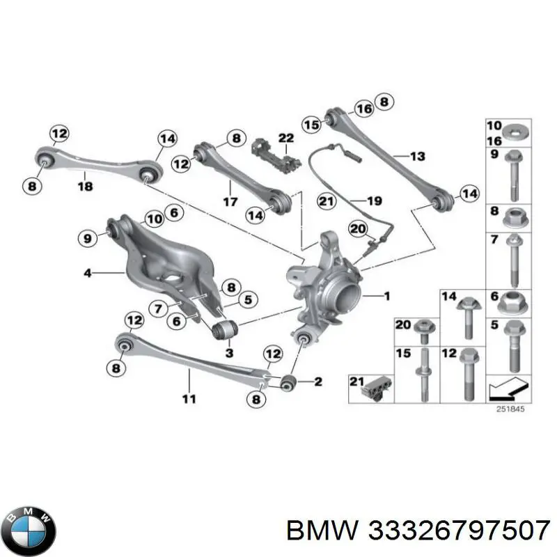 33326797507 BMW Pino moente (extremidade do eixo) traseiro esquerdo