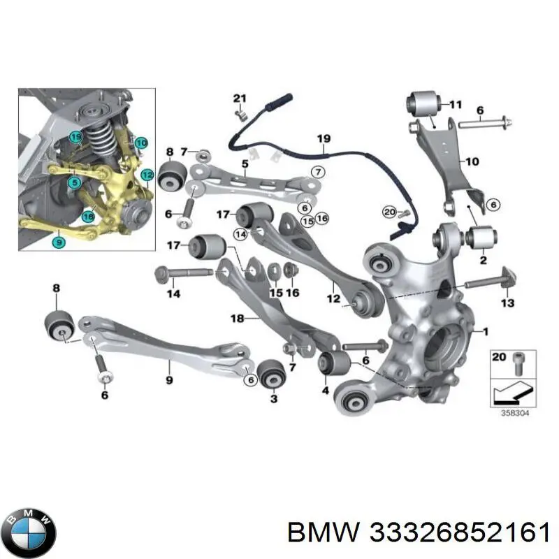 33326852161 BMW Pino moente (extremidade do eixo) traseiro esquerdo