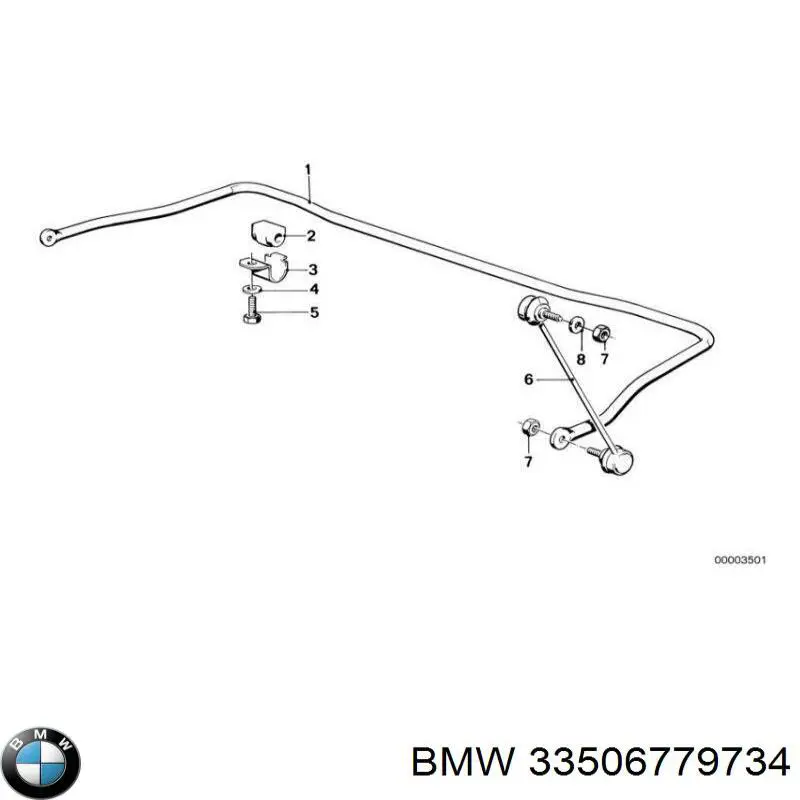 33506779734 BMW Braçadeira de fixação da bucha de estabilizador traseiro