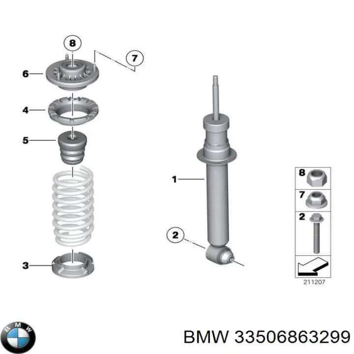 33506863299 BMW Suporte de amortecedor traseiro