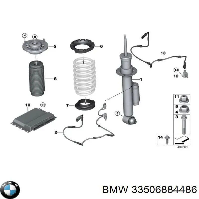 33506884486 BMW Suporte de amortecedor traseiro