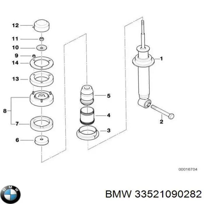 Arruela de bucha da haste de amortecedor traseiro BMW 33521090282 preço, a partir de 17,43 USD