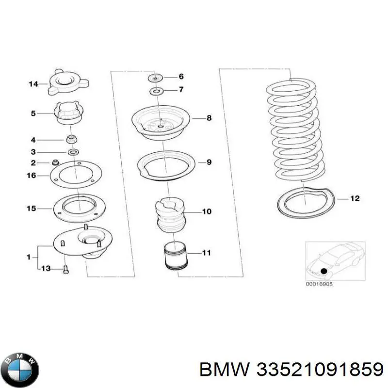33521091859 BMW Suporte de amortecedor traseiro