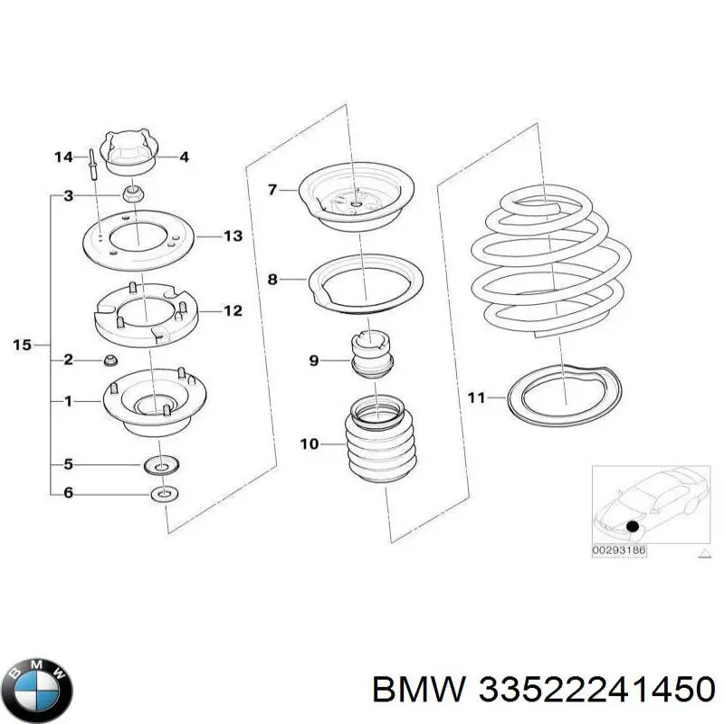Suporte de amortecedor traseiro BMW 33522241450 preço, a partir de 90,94 USD