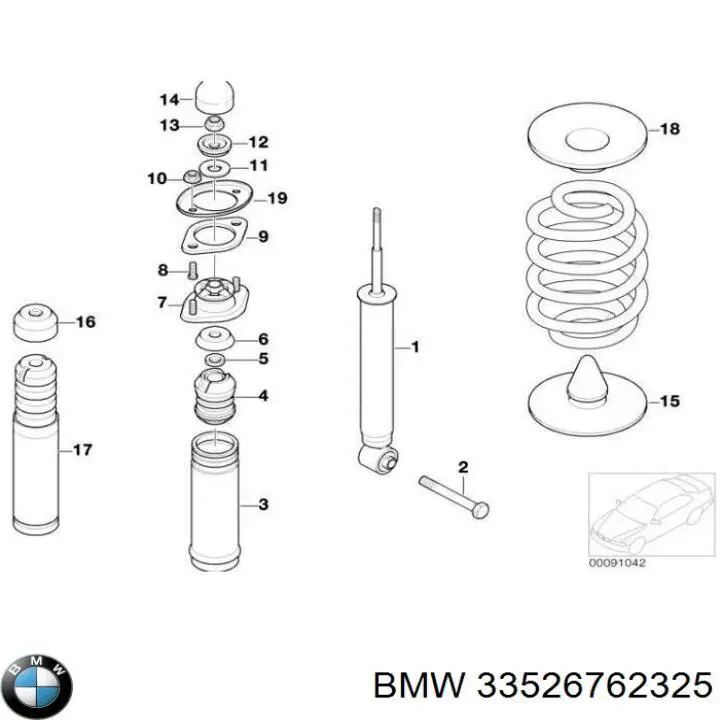Compre 33526762325 BMW Arruela de bucha da haste de amortecedor traseiro