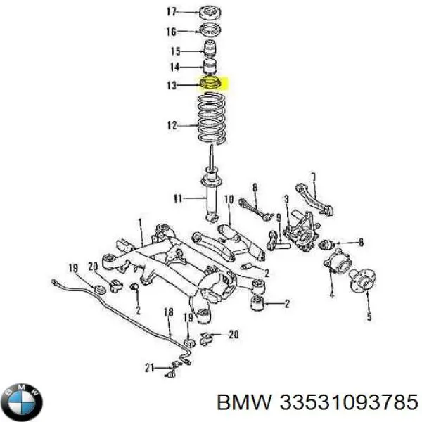 Compre 33531093785 BMW Espaçador (anel de borracha) da mola traseira inferior
