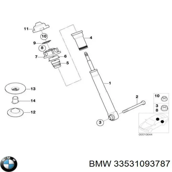 33531093787 BMW Espaçador (anel de borracha) da mola traseira