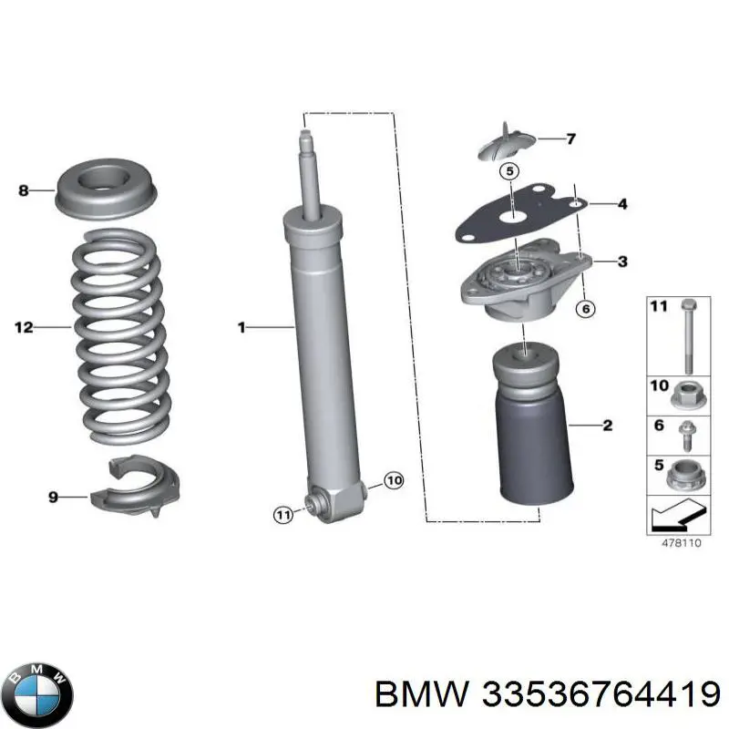 Compre 33536764419 BMW Espaçador (anel de borracha) da mola traseira superior