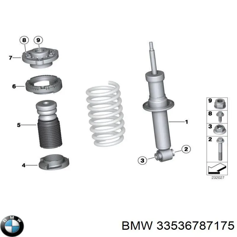 33536787175 BMW Pára-choque (grade de proteção) de amortecedor traseiro + bota de proteção