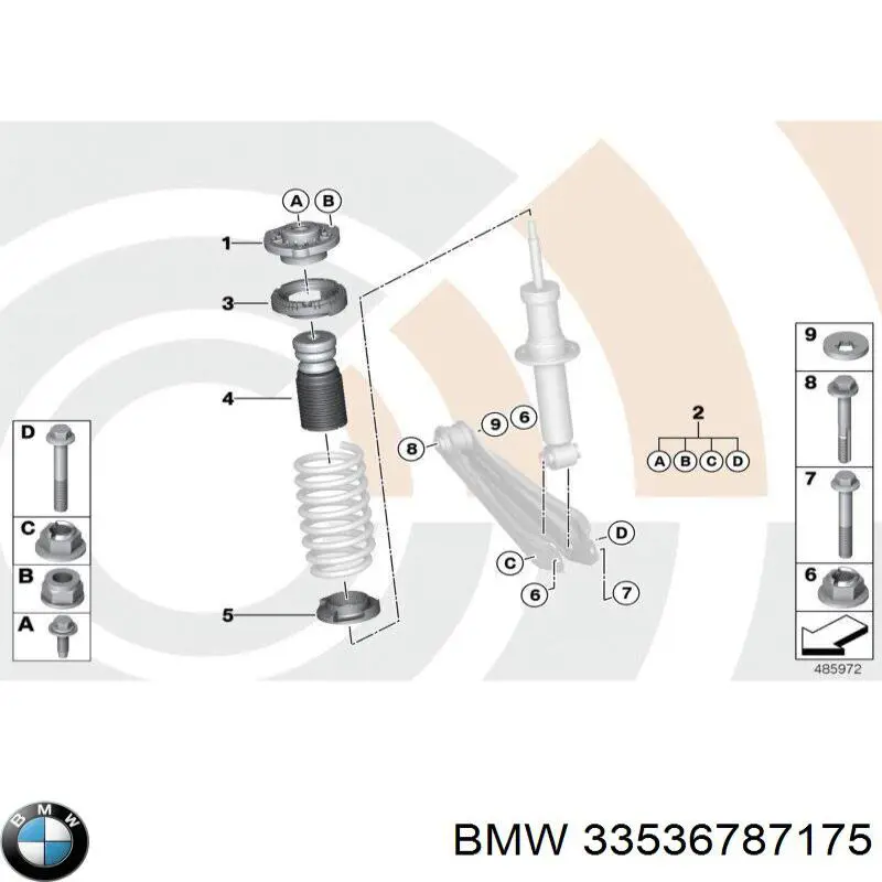 Pára-choque (grade de proteção) de amortecedor traseiro + bota de proteção BMW 33536787175 preço, a partir de 15,74 USD
