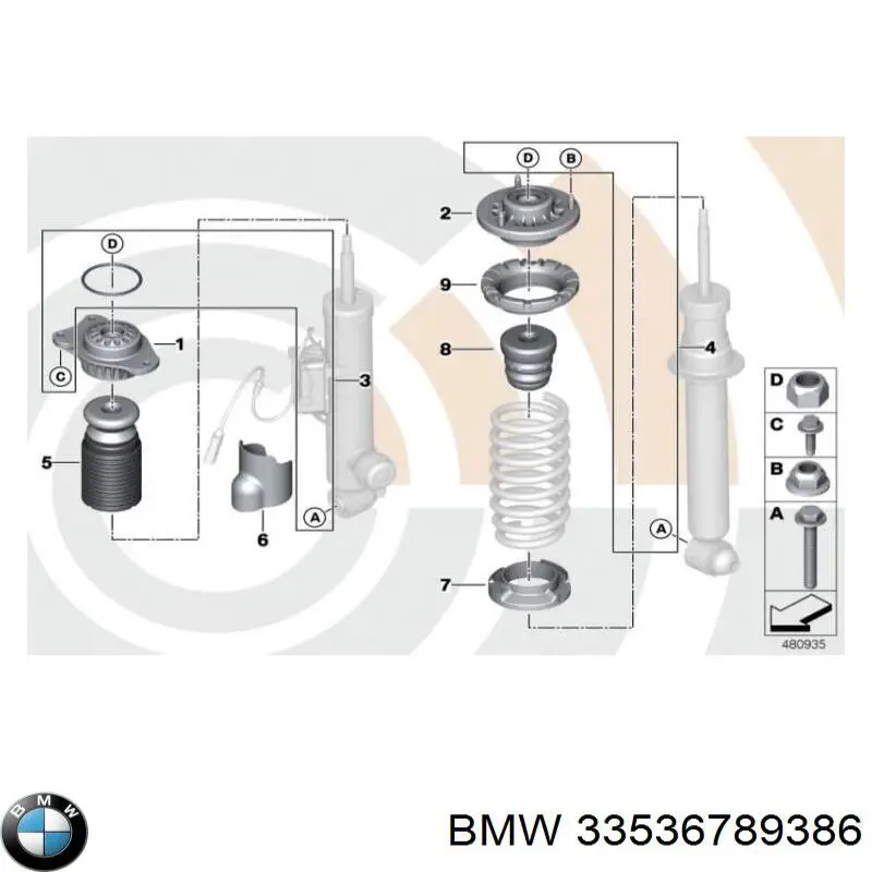 33536789386 BMW Pára-choque (grade de proteção) de amortecedor traseiro