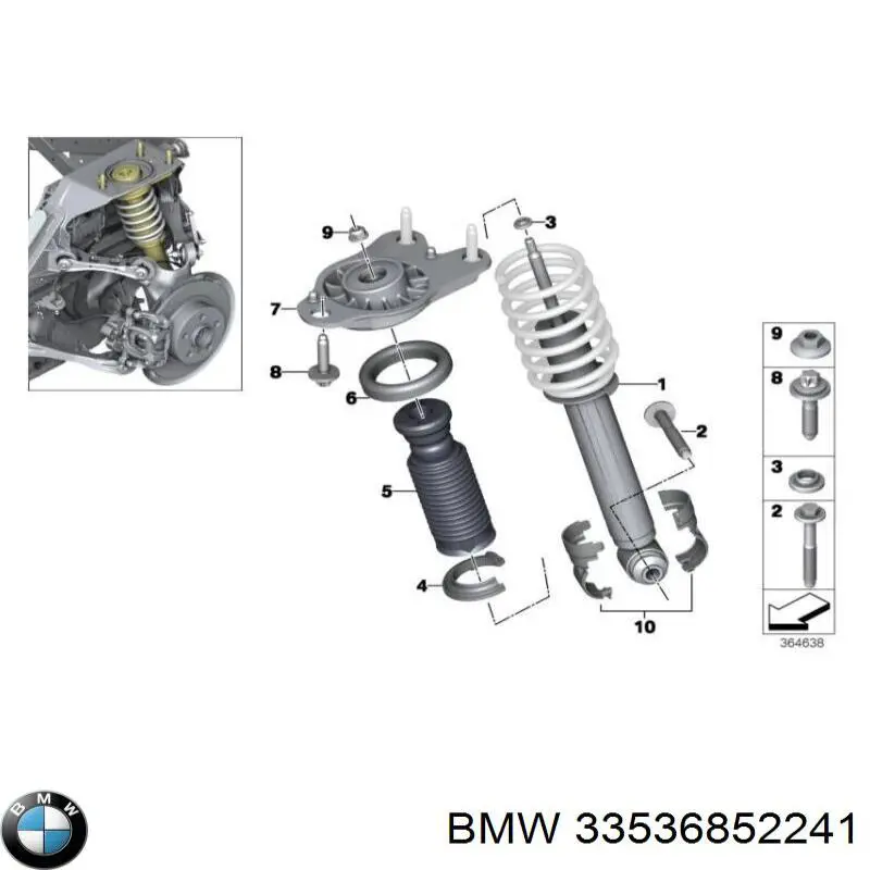 Pára-choque (grade de proteção) de amortecedor traseiro + bota de proteção BMW 33536852241 preço, a partir de 22,59 USD