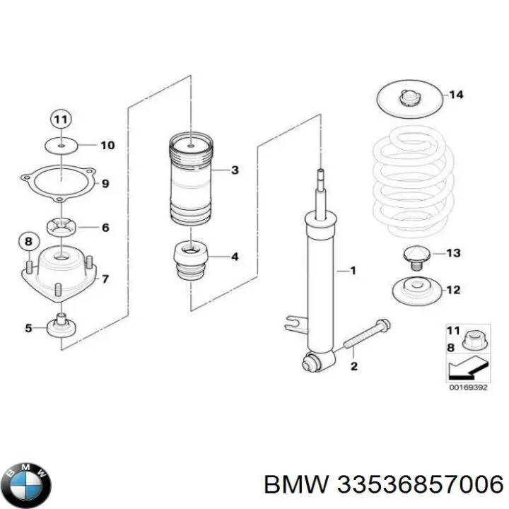 Compre 33536857006 BMW Espaçador (anel de borracha) da mola dianteira superior