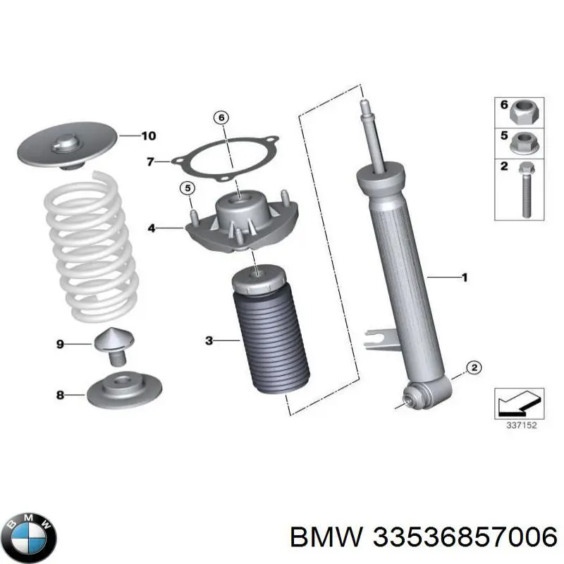 33536857006 BMW Espaçador (anel de borracha) da mola dianteira superior