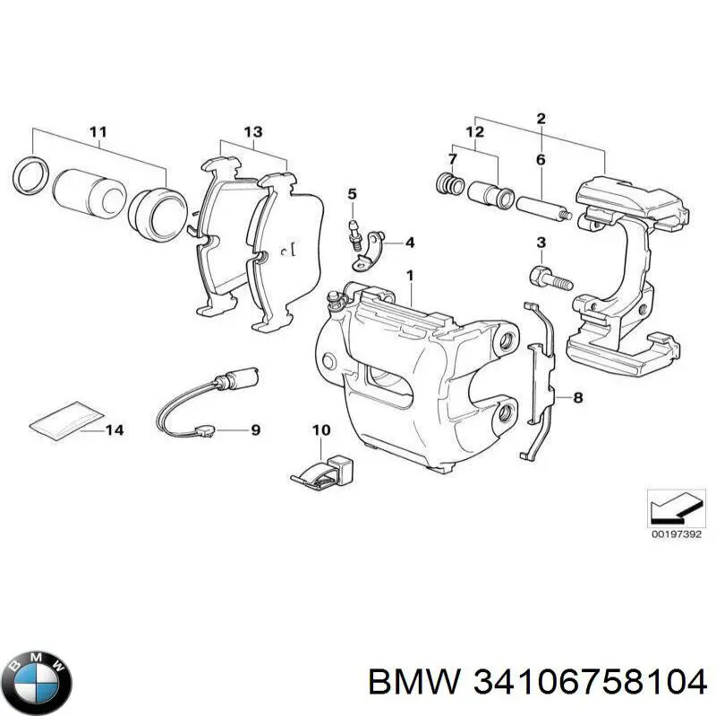 Compre 34106758104 BMW Braçadeira do freio de suporte dianteiro
