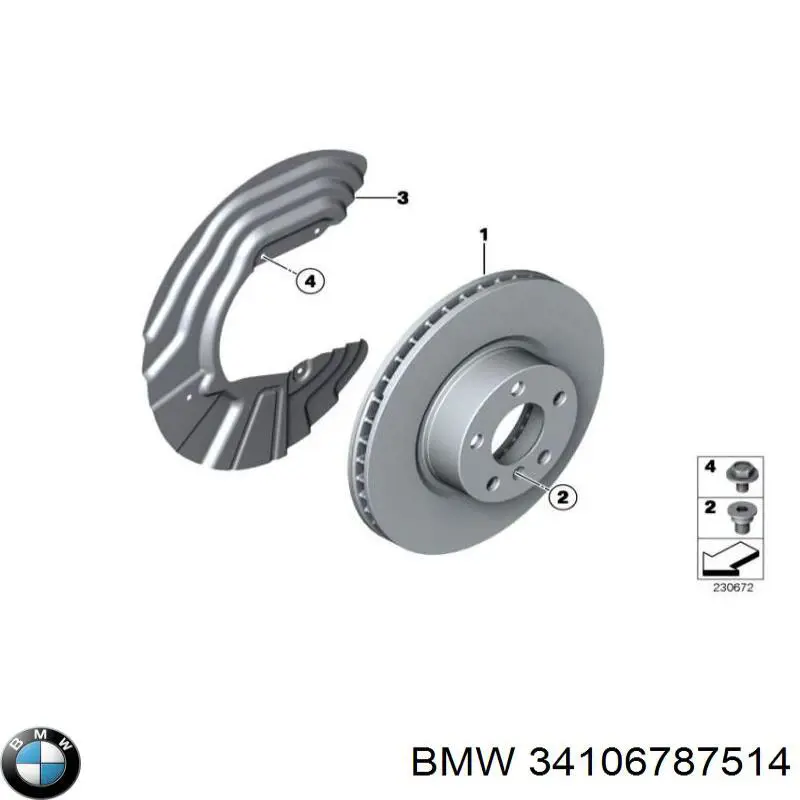 34106787514 BMW Proteção do freio de disco dianteiro direito