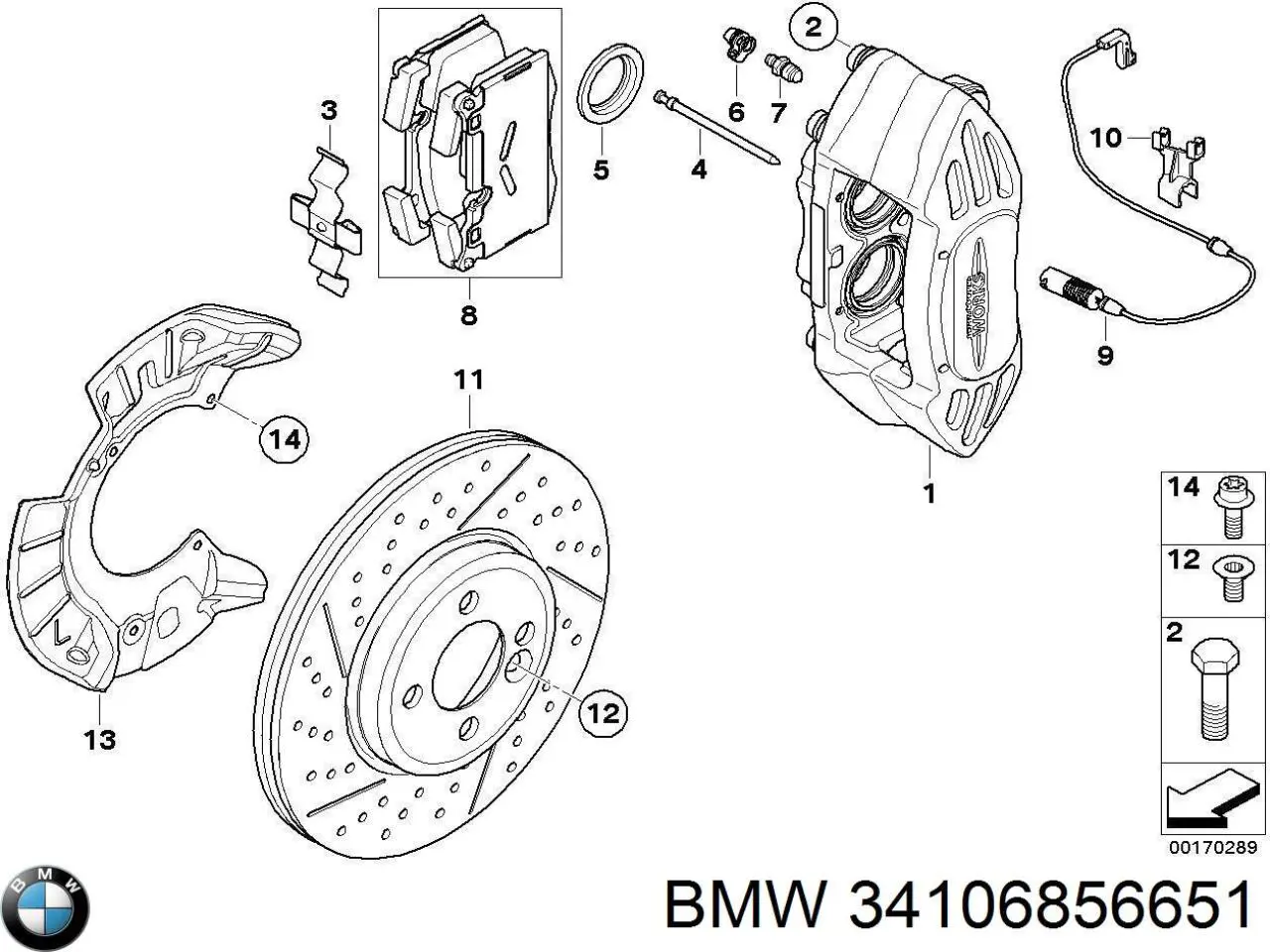 34106856651 BMW Suporte do freio dianteiro esquerdo
