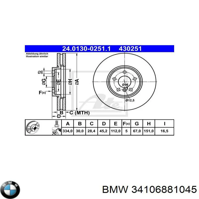 34106881045 BMW Disco do freio dianteiro