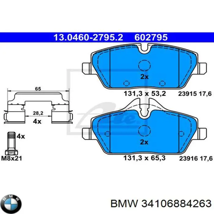 Compre 34106884263 BMW Sapatas do freio dianteiras de disco