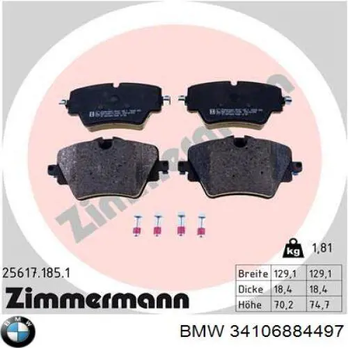 34106884497 BMW Sapatas do freio dianteiras de disco