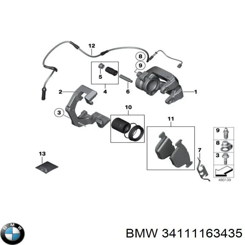Kit de reparação de suporte do freio dianteiro BMW 34111163435 preço, a partir de 7,42 USD