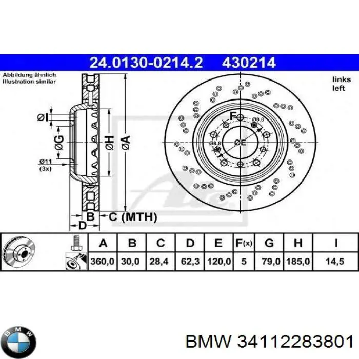 34112283801 BMW Disco do freio traseiro