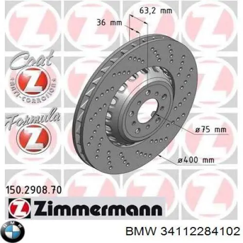 Compre 34112284102 BMW Disco do freio dianteiro