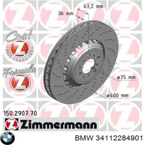 Compre 34112284901 BMW Disco do freio dianteiro