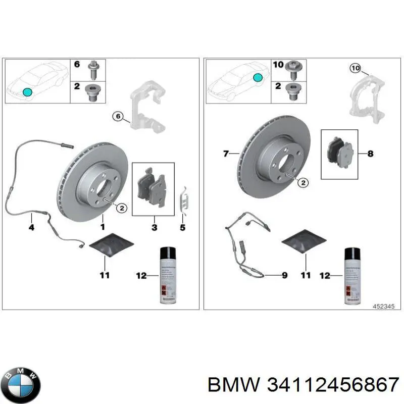 Compre 34112456867 BMW Sapatas do freio dianteiras de disco