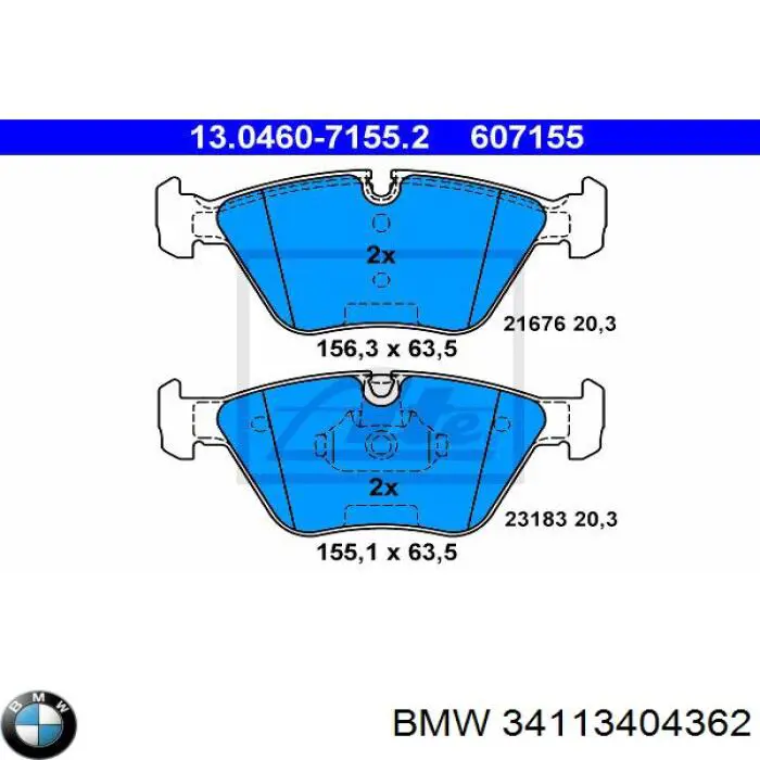 34113404362 BMW Sapatas do freio dianteiras de disco