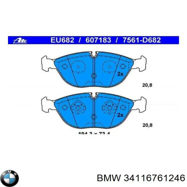Sapatas do freio dianteiras de disco BMW 34116761246 preço, a partir de 59,91 USD