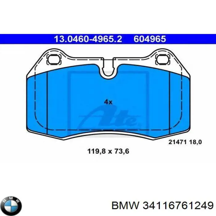 Compre 34116761249 BMW Sapatas do freio dianteiras de disco
