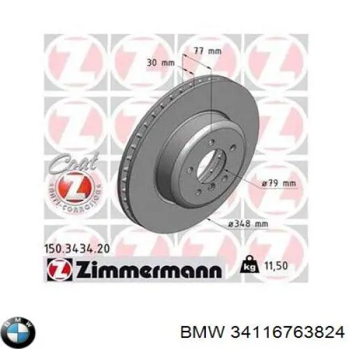 Compre 34116763824 BMW Disco do freio dianteiro