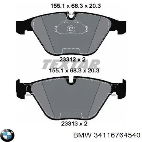 Compre 34116764540 BMW Sapatas do freio dianteiras de disco