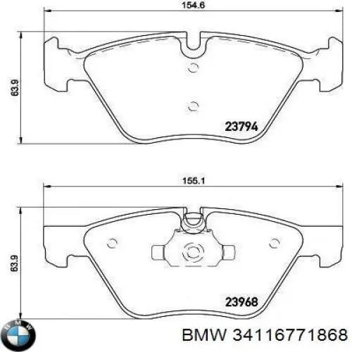 Sapatas do freio dianteiras de disco BMW 34116771868 preço, a partir de 46,55 USD
