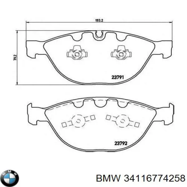 Sapatas do freio dianteiras de disco BMW 34116774258 preço, a partir de 53,64 USD