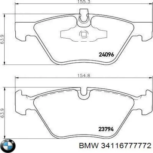 34116777772 BMW Sapatas do freio dianteiras de disco