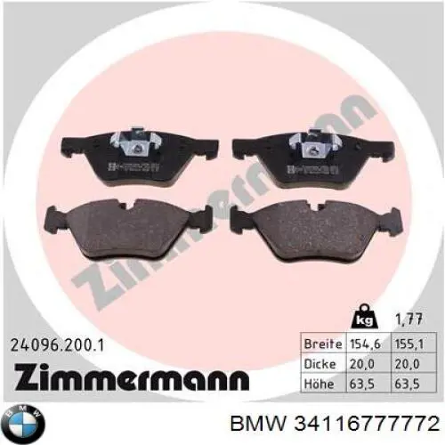 Sapatas do freio dianteiras de disco BMW 34116777772 preço, a partir de 47,18 USD