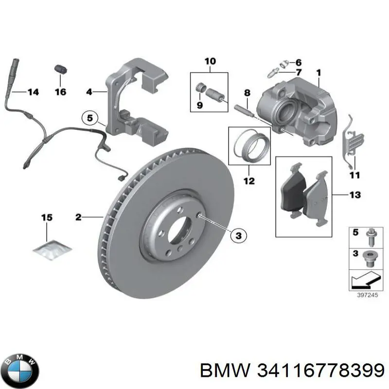 34116778399 BMW Braçadeira do freio de suporte dianteiro