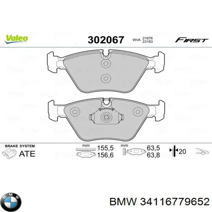 34116779652 BMW Sapatas do freio dianteiras de disco