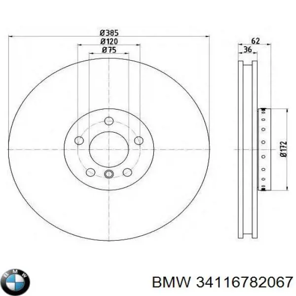 Compre 34116782067 BMW Disco do freio dianteiro