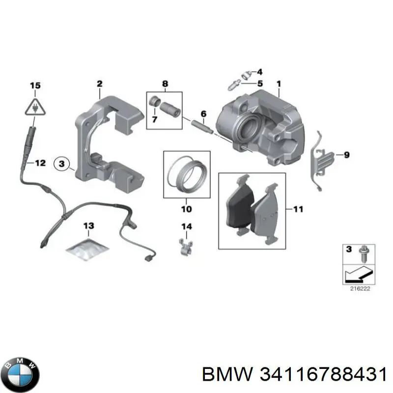 34116788431 BMW Suporte do freio dianteiro esquerdo