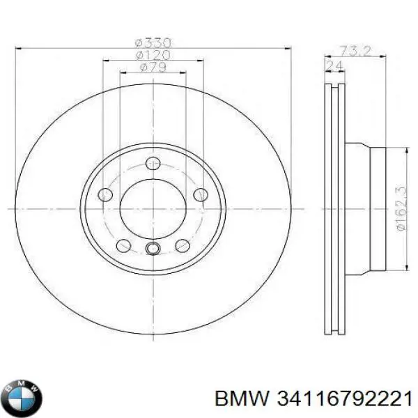 Disco do freio dianteiro BMW 34116792221 preço, a partir de 60,10 USD