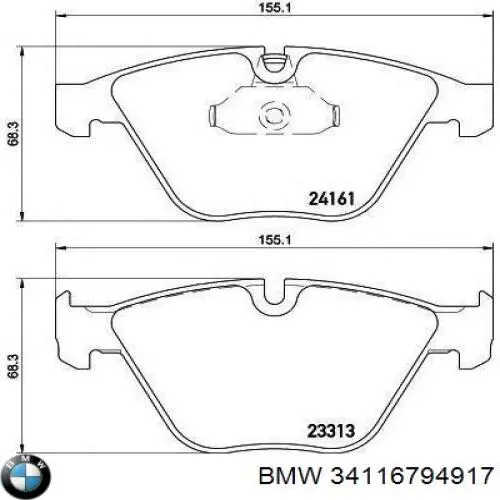 Sapatas do freio dianteiras de disco BMW 34116794917 preço, a partir de 53,10 USD