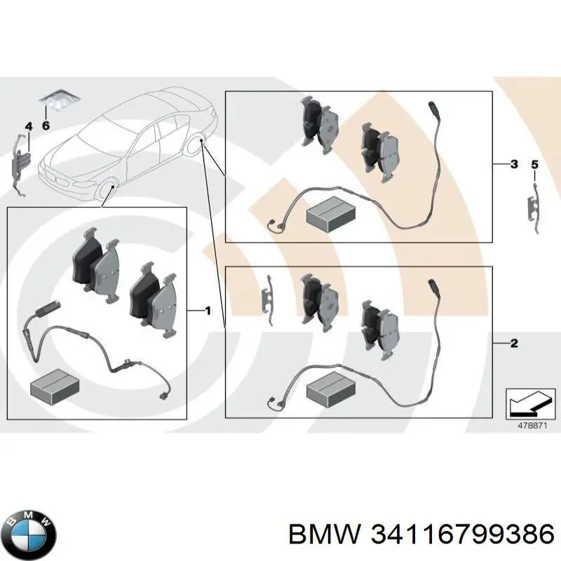 34116799386 BMW Kit de molas de fixação de sapatas de disco dianteiras