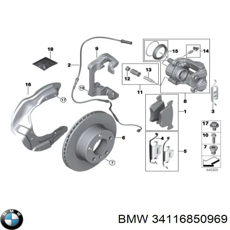 34116850969 BMW Suporte do freio dianteiro esquerdo