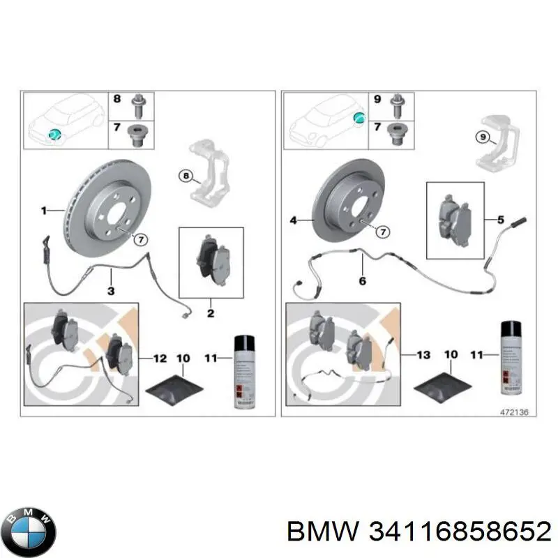 Disco do freio dianteiro BMW 34116858652 preço, a partir de 59,42 USD