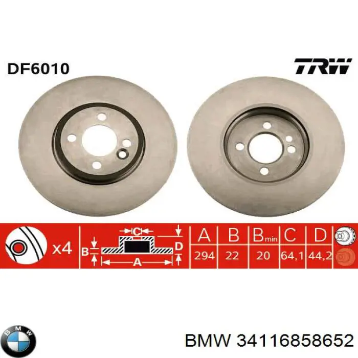 Compre 34116858652 BMW Disco do freio dianteiro